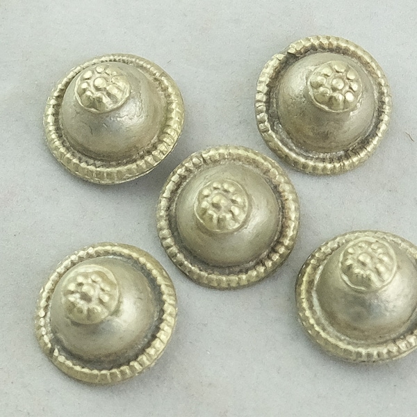 5 Vintage Kuchi Metal Buttons. Waziri Tribal silver Buttons. TB-945