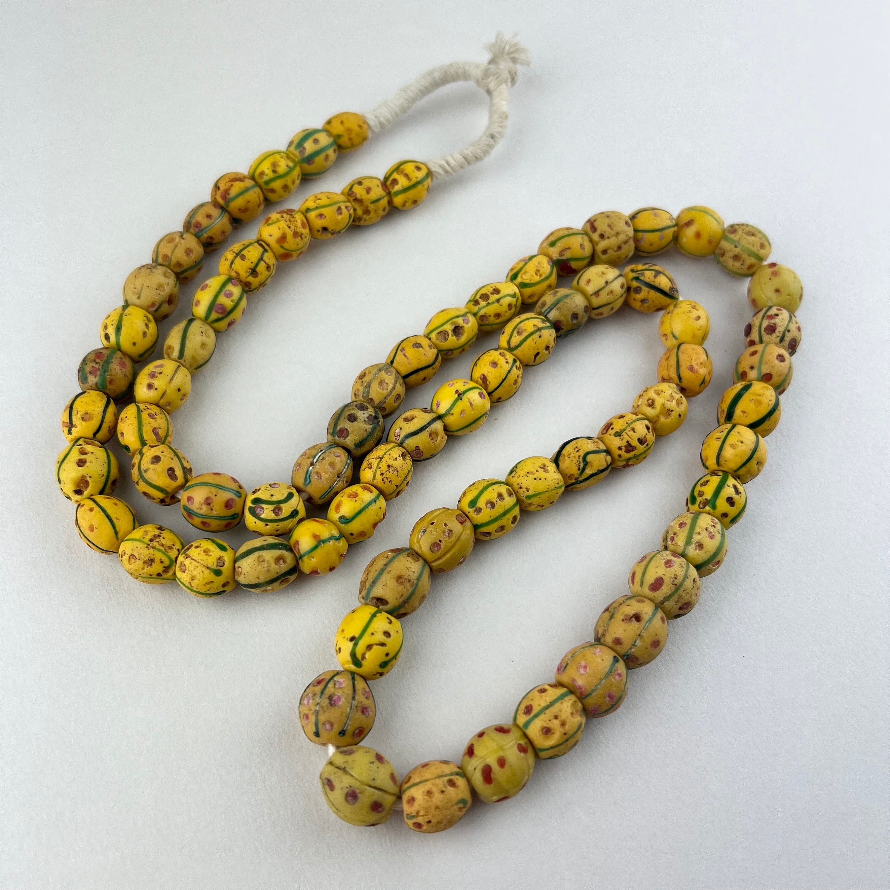 Antique Venetian African Trade Beads. Mustard Yellow Old Eye Beads