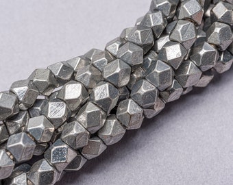 150 Antique Silver Diamond Cut Beads. 4mm Faceted Cornerless Cube Beads. 164-AS