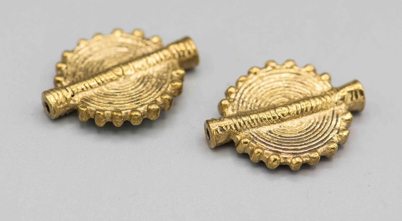 Ashanti African Brass Trade Beads 28x22mm set of 2 SKU-PEN-50 image 2
