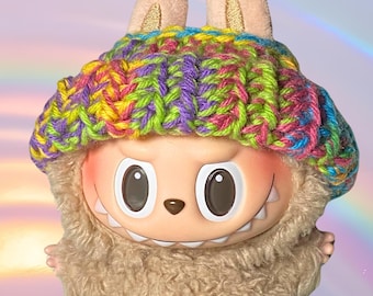 Tie-dye Beanie for Labubu -Handmade Accessory -Crochet -Hat ONLY -NO DOLL