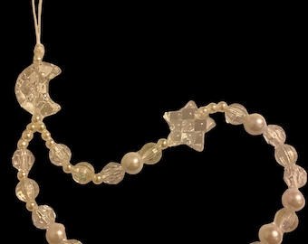 Celestial Crystal Beaded Phone Charm: Handmade Wristlet Strap