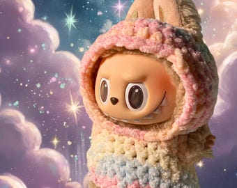 Puffy Cloud Hoodie for Labubu -Handmade Accessory -Crochet -Miniature hoodie ONLY -NO DOLL