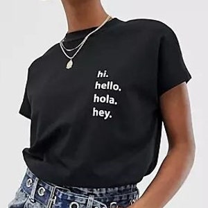 Hi Hello Hola ladies t-shirt