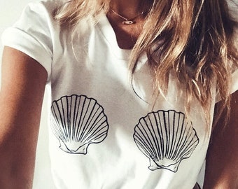 T-shirt femme coquillage plage océan