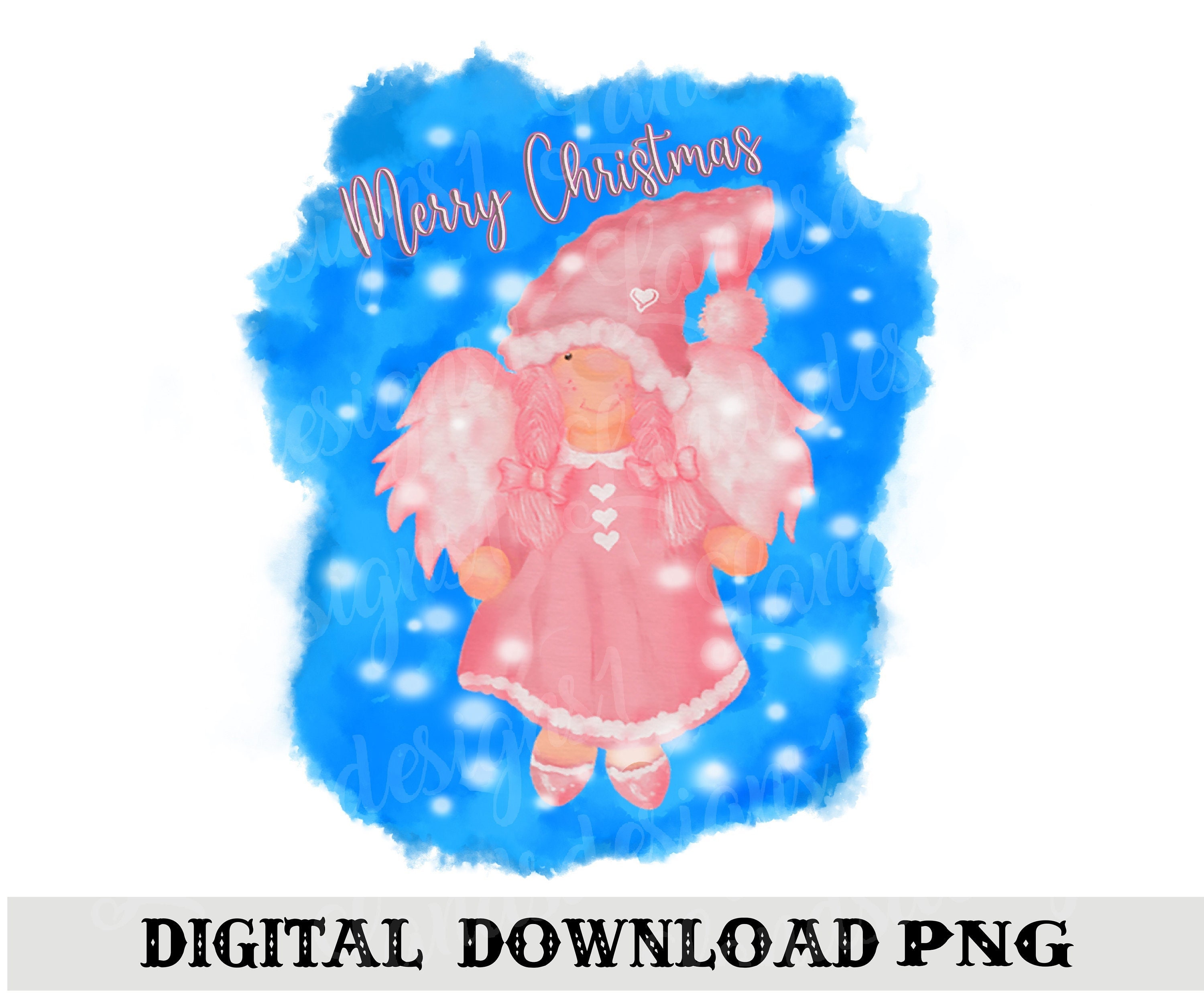 Pink Gnome Angel Sublimation Designs Pink Merry Christmas Png Pink Christmas Printable Digital Download Christmas Sublimation Angel Gnome