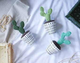 Crochet Cactus - Hand-painted Pot