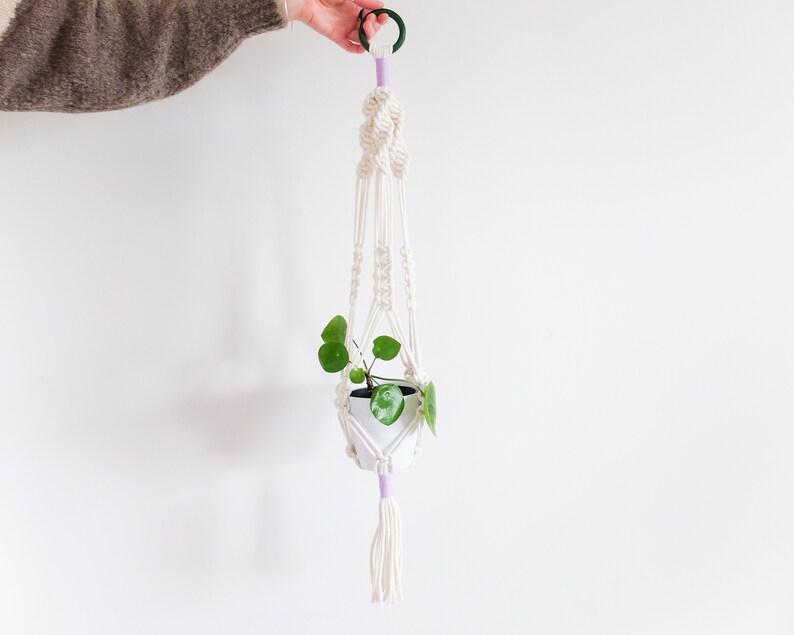Green and Lilac Macrame Plant Hanger