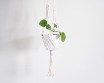 Macrame Plant Hanger - Green and Lilac