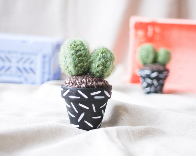 Crochet Cactus Hand-painted Pot image 2