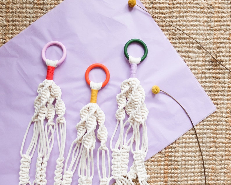 Green and Lilac Macrame Plant Hanger