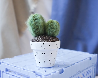 Crochet Cactus - Hand-painted Pot