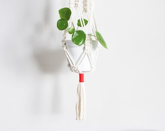 Macrame Plant Hanger - Red and Pink