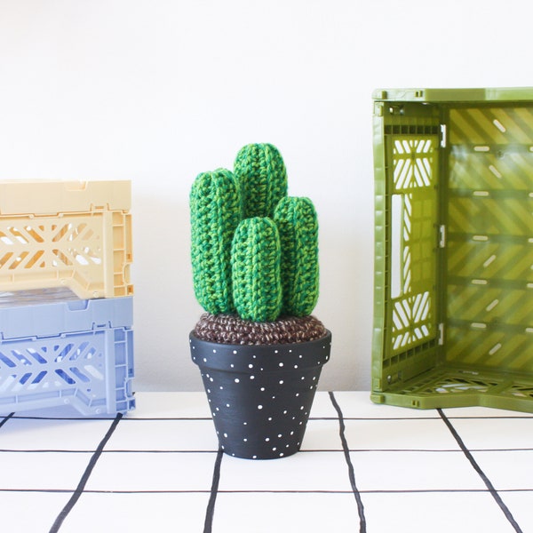Crochet Cactus - Large - Hand-painted Pot