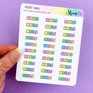 Pegatinas de letras de burbujas "Uñas"