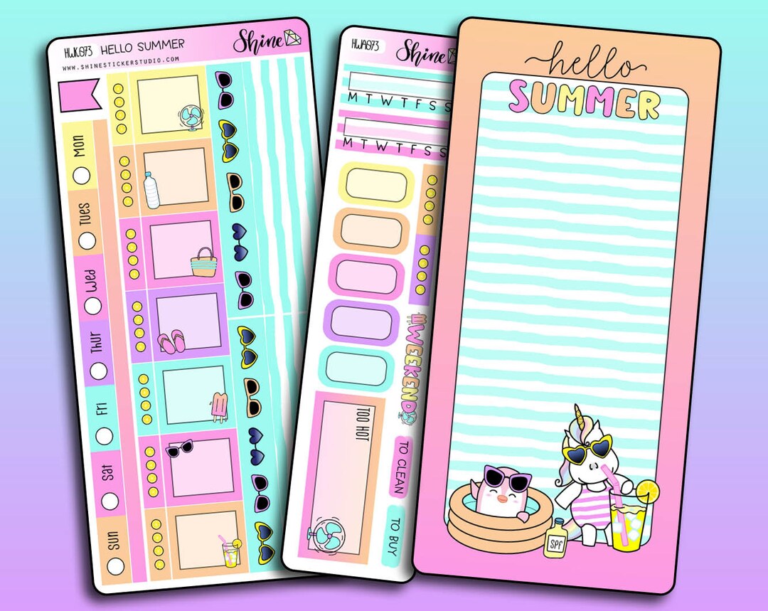 Hello Summer Hobonichi Weeks Sticker Kit Planner Stickers - Etsy