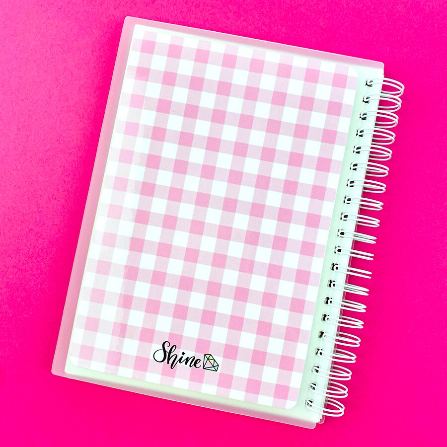 Pink Sticker Notebook Pink Gingham Reusable Sticker Book - Cute Pink Girly Checkered Plaid ...