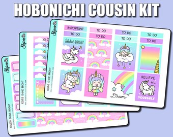 Shine Bright - Hobonichi Cousin Sticker Kit - Planner Stickers Bullet Journal Happy Planner Luna & Star the Unicorn Dreamy Cloud Star Kit