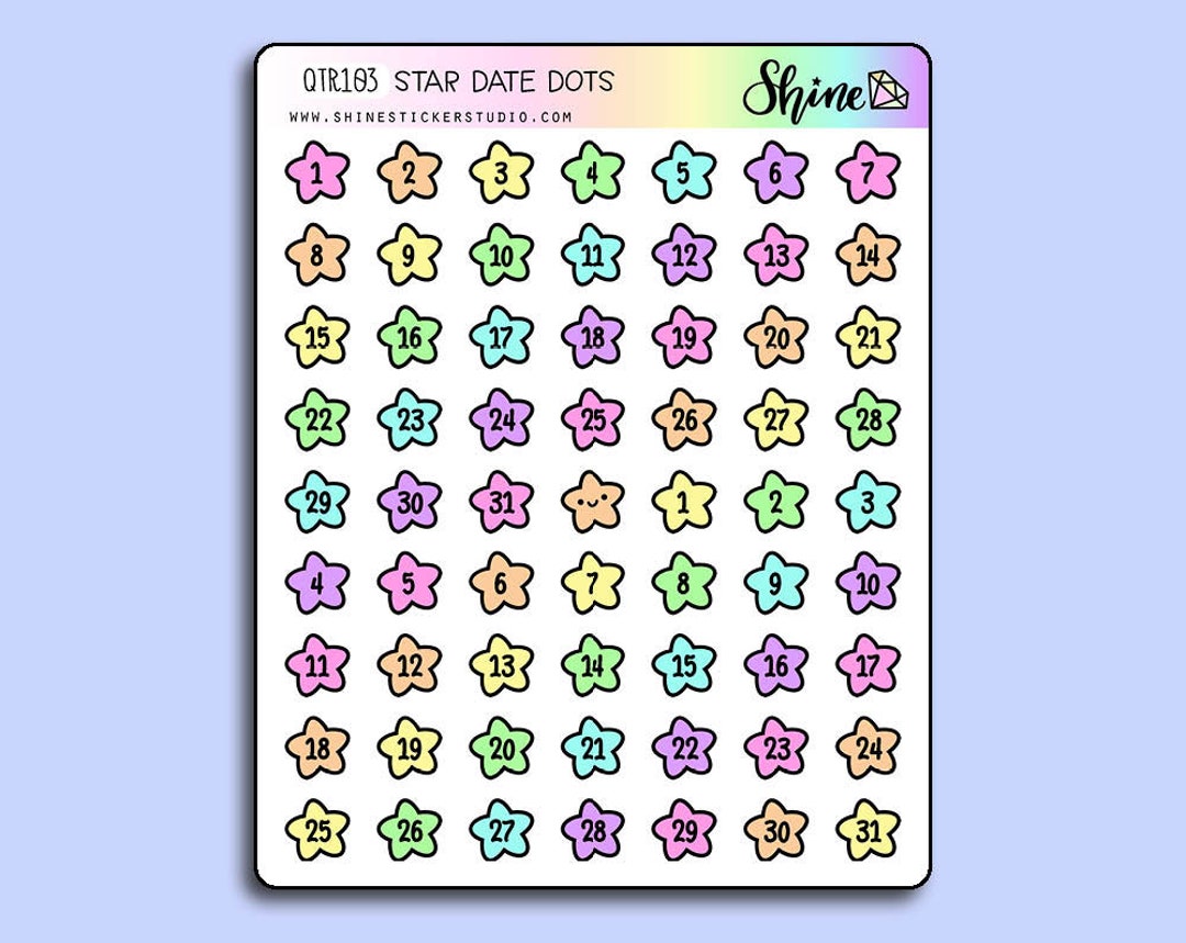Star Date Dot Stickers - Planner Stickers Happy Planner Life Planner ...