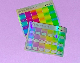 Rainbow Blank Holo Vinyl Mini Tabs Mini Sheet - Erin Condren Life Planner Monthly Stickers ECLP Stickers Happy Planner Gum Case Stickers
