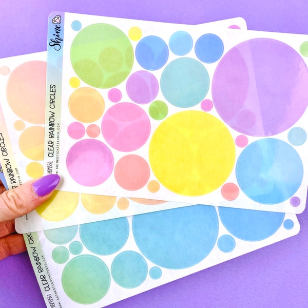 Clear Rainbow Circle Stickers Recollections Happy Planner Standard Vertical Bullet Journaling Colorful Circle Deco