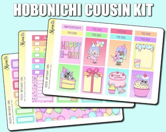 Birthday Girl - Hobonichi A5 Cousin Weekly Sticker Kit - Planner Stickers Bullet Journal Happy Planner