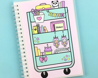 Planner Cart Reusable Sticker Book - Cute Kawaii Shine Reusable Sticker Book Luna Sticker Album Planner Sticker Book Planner Sticker Album