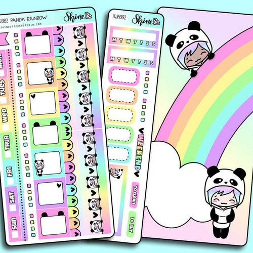 Panda Rainbow Hobonichi Weeks Sticker Kit Planner Stickers - Etsy