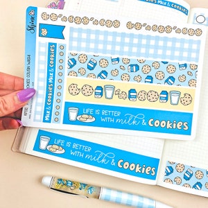 Milk & Cookies - Hobonichi Cousin Daily Cookie Washi Strip Stickers Planner Hobonichi Standard Vertical BUJO Washi Milk Carton