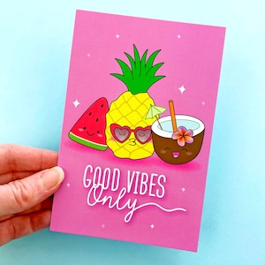 Good Vibes Only Journal Card Planner Dashboard - Juni 2024 Prenumeration - Planner Dashboard Divider Vykort Pennstavla Tropisk Sommar