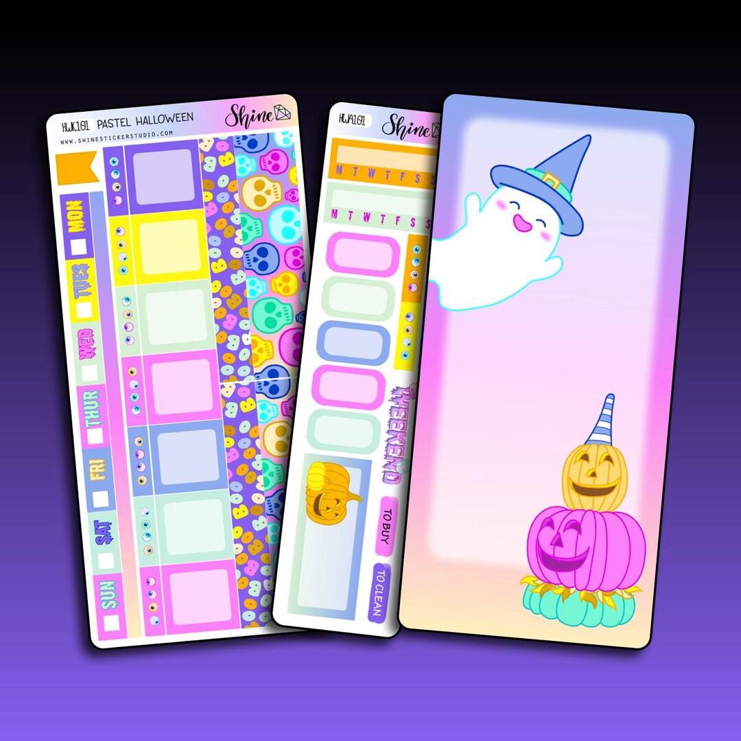 Pastel Halloween Hobonichi Weeks Sticker Kit Planner Stickers Bullet ...