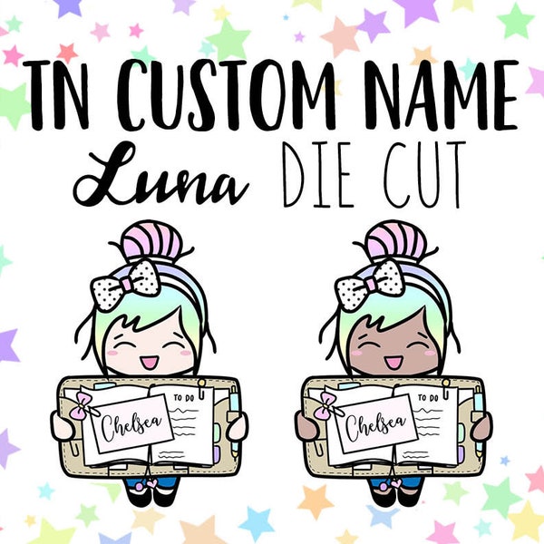 Tn Custom Name Luna STICKER DIE CUT - Traveler's Notebook Scrapbook Die Cut Planner Kawaii Character Doodle