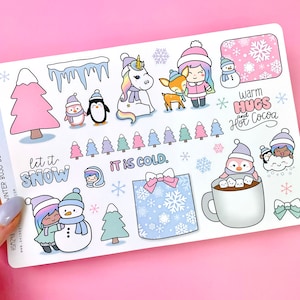 Planner Winter Bujo Deco Stickers - Planner Stickers Recollections Happy Planner - Standard Vertical Bullet Journaling Wintry Snowflake Bujo