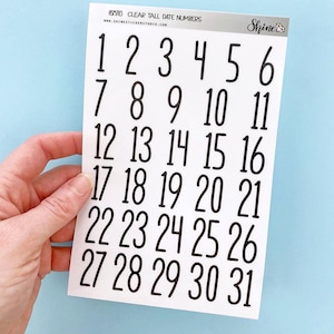Large Clear Tall Date Number Planner Stickers