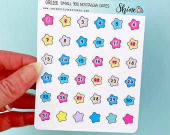90s Nostalgia Small Date Numbers Planner Stickers