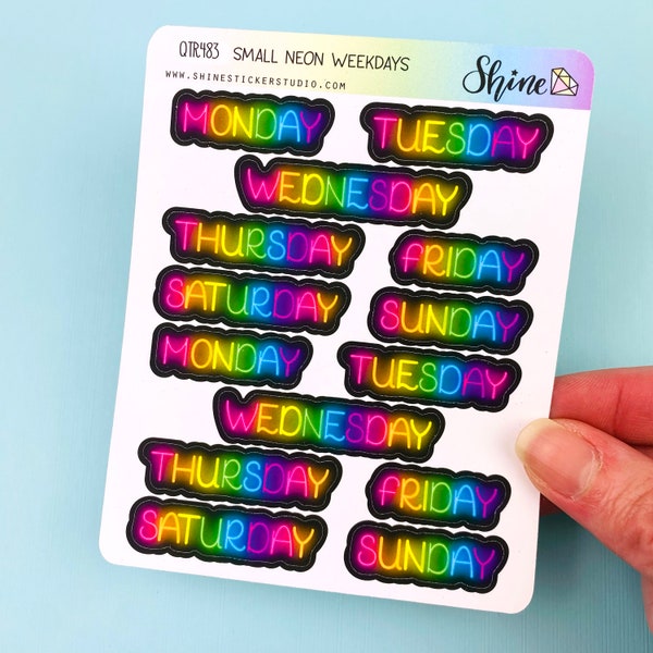 Small Neon Weekdays Planner Stickers Print Pression Recollections ECLP Days of the Week Planner Stickers