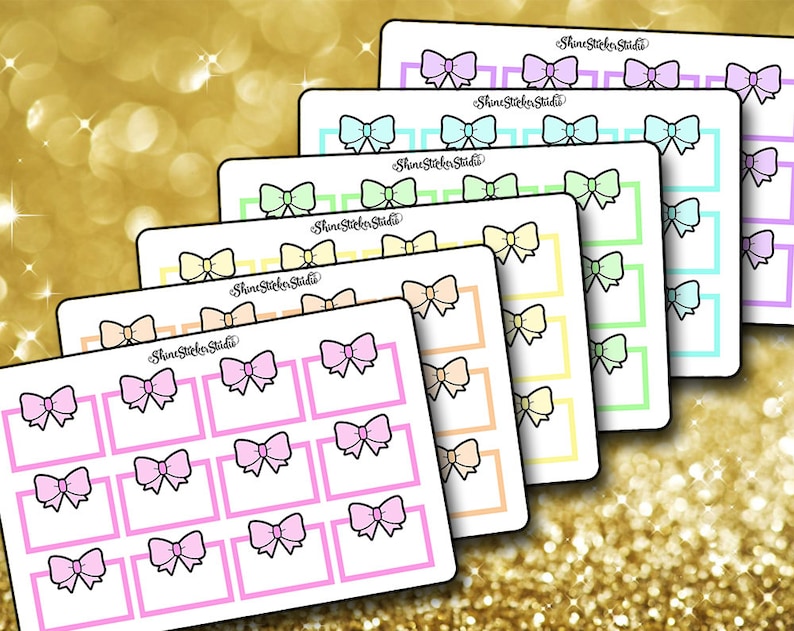 BUNDLE!--Cute Bow Box Stickers Planner Stickers Erin Condren Life Planner Glitter Bow Halfbox Box Stickers ECLP Stickers Happy Planner