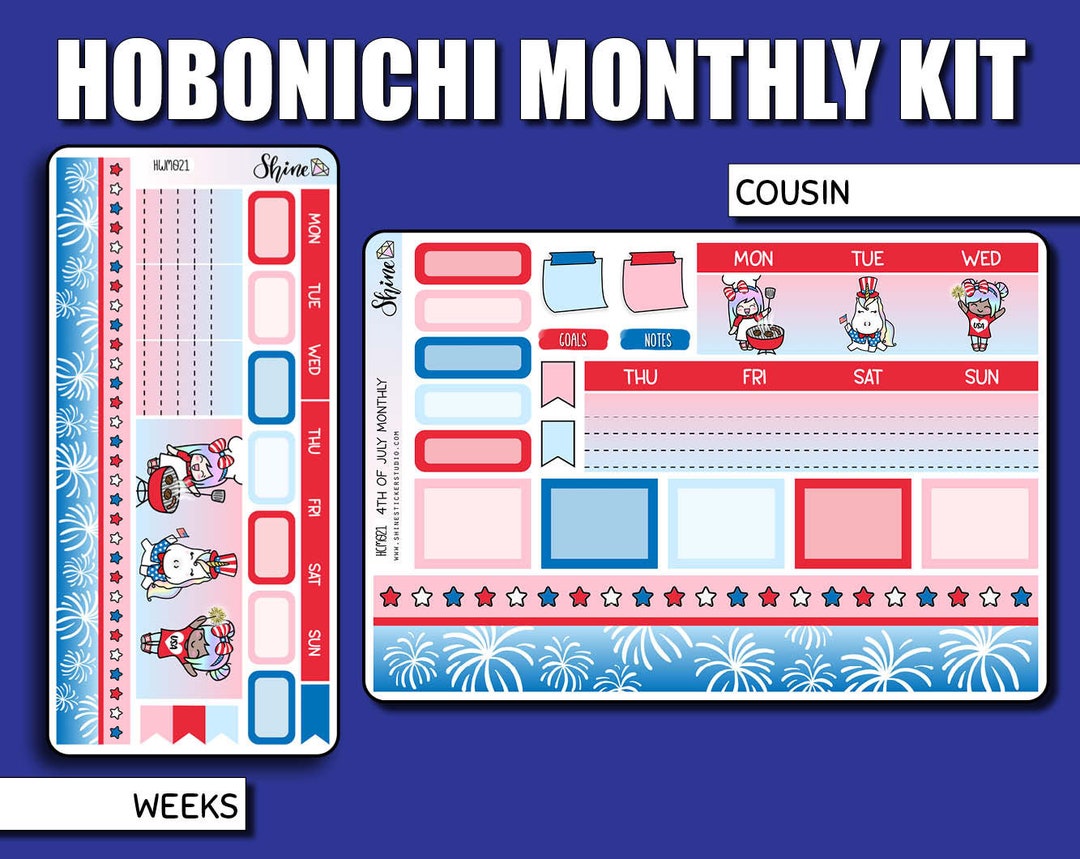 Undated 4th of July Monthly Kit Hobonichi Weeks Hobonichi - Etsy