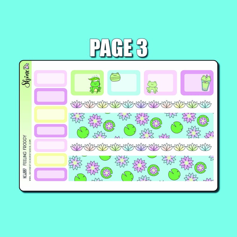 Feeling Froggy Hobonichi Cousin Sticker Kit Planner Stickers Bullet Journal Happy Planner Toad Snail Dragonfly Kit Spring Weekly Kit image 4