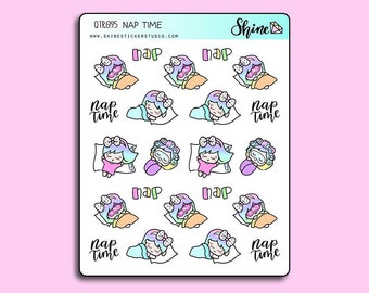 Nap Time Luna Stickers - Planner Stickers Cute Emoji Character Girl Stickers Happy Planner Recollections Print Pressions Hobo Life Planner