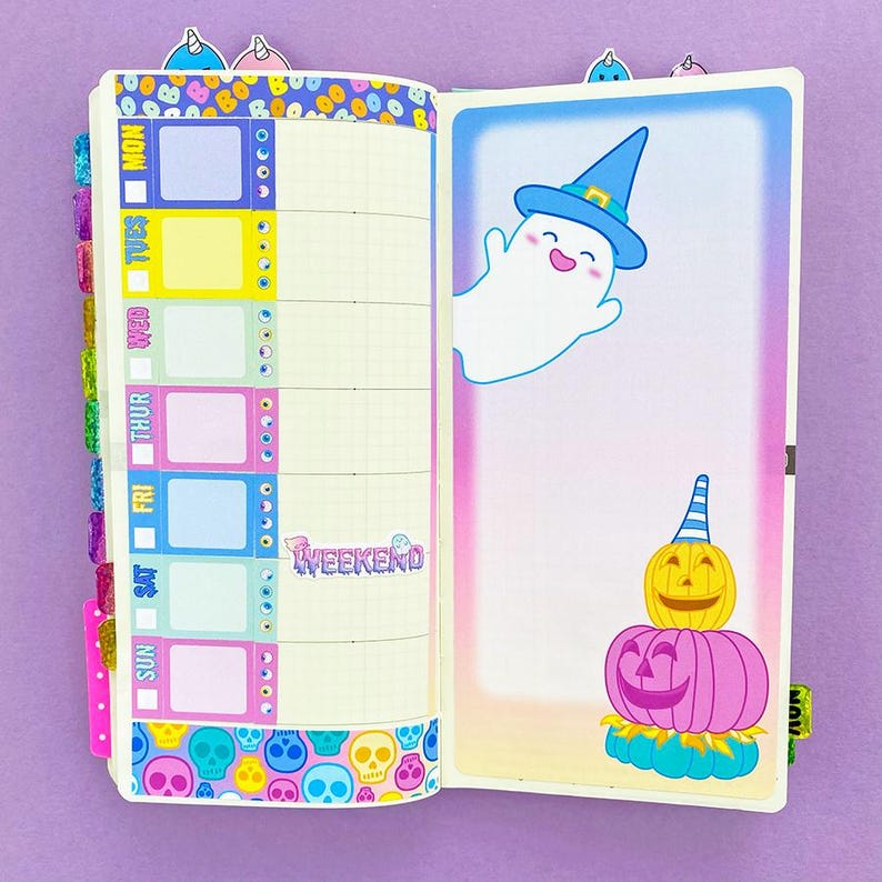 Ferf Pastel Halloween Hobonichi Weeks Sticker Kit Planner Stickers Bullet ...
