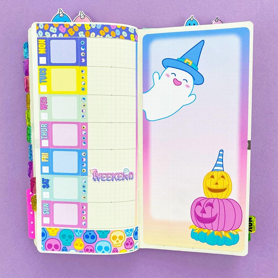 Pastel Halloween Hobonichi Weeks Sticker Kit Planner Stickers Bullet ...