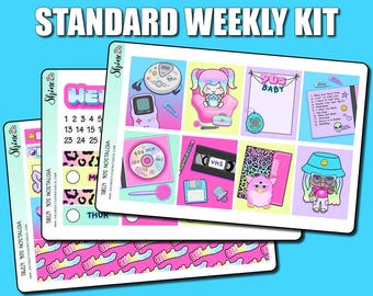 90s Nostalgia Vertical Weekly Planner Sticker Kit