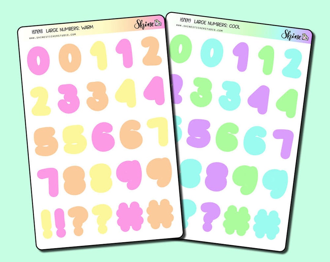 Large Number Stickers ECLP Happy Planner Recollections Etsy