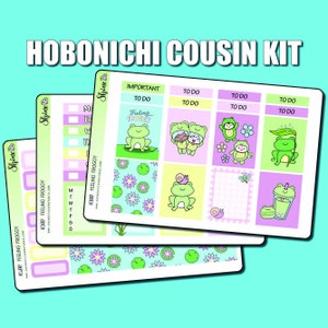 Feeling Froggy Hobonichi Cousin Sticker Kit Planner Stickers Bullet Journal Happy Planner Toad Snail Dragonfly Kit Spring Weekly Kit image 1