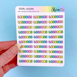 Pegatinas de "Lecciones" con letras de burbujas