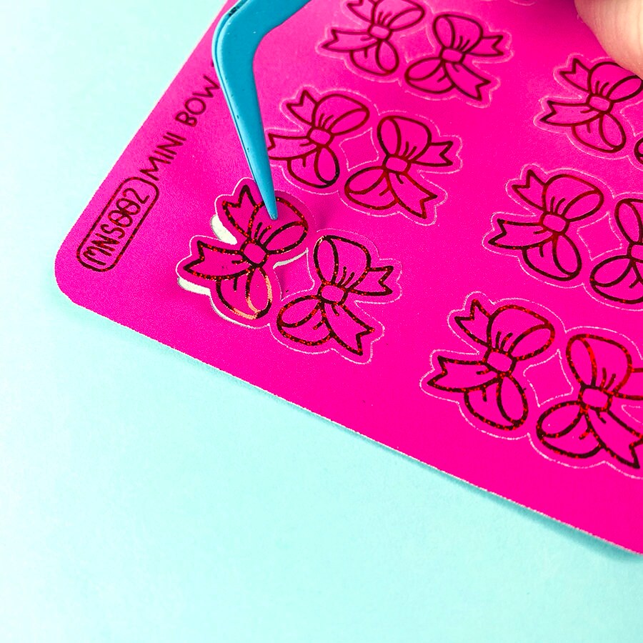 Red FOIL Pink Mini Bow Tabs Mini Sheet - Erin Condren Life Planner Monthly Stickers ECLP Happy Planner Gum Case