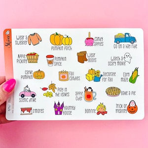 Fall Bucket List Stickers - Planner Stickers Recollections Happy Planner Bullet Journaling Autumn Goals Stickers