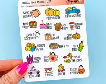 Fall Bucket List - Planner Stickers Cute Autumn Doodle Deco Planner Shop Stickers Happy Planner Recollections ECLP