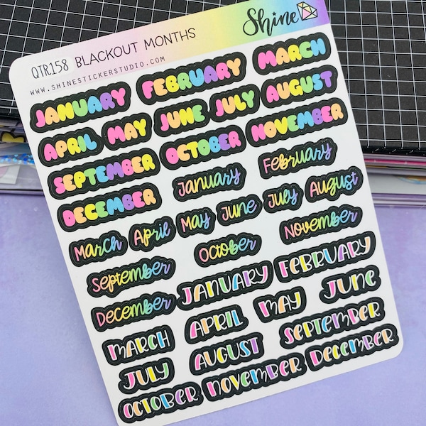 Blackout Months Stickers - Planner Stickers Cute ECLP Stickers Happy Planner Print Pression Hobonichi Weeks Hobonichi Cousin Bullet Journal